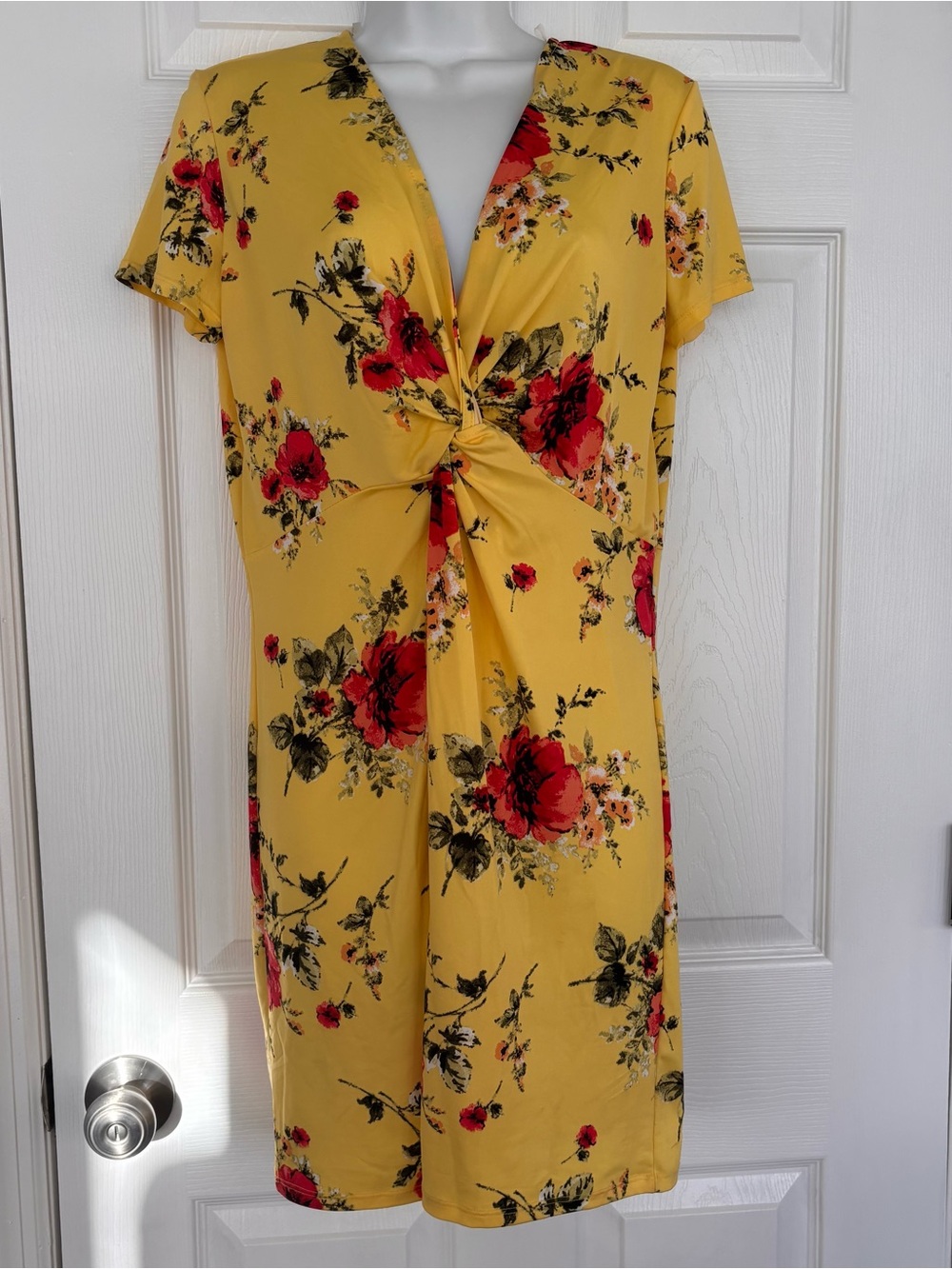 Polly & Esther Yellow Floral Twist-Knot Midi Dress